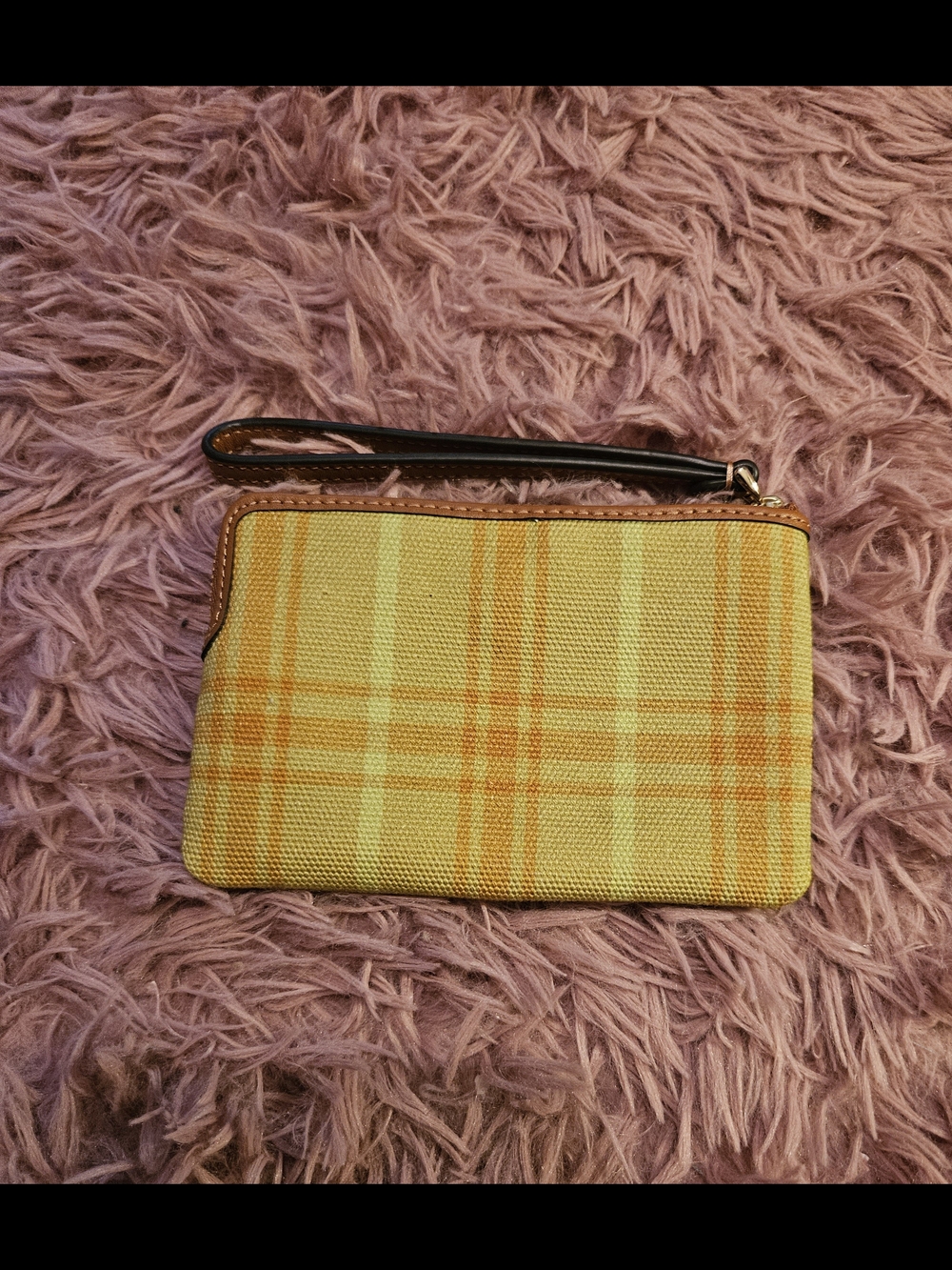 Coach✨️Yellow Plaid Canvas Wristlet - NWT - Picture 3 of 4